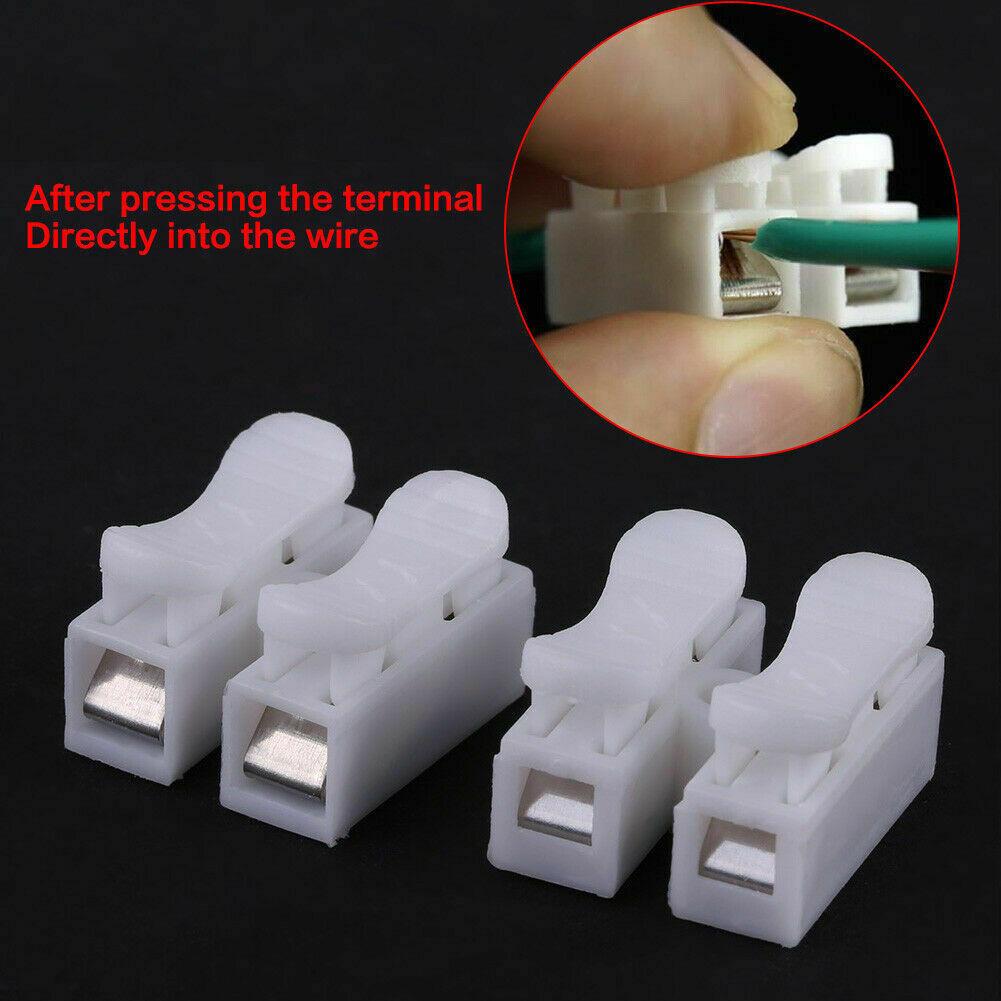 20Pcs CH2 Spring Quick Wire Connector Cable Clamp Terminal Block LED Strip Light Electrical Tapes Cable Clamp Tools