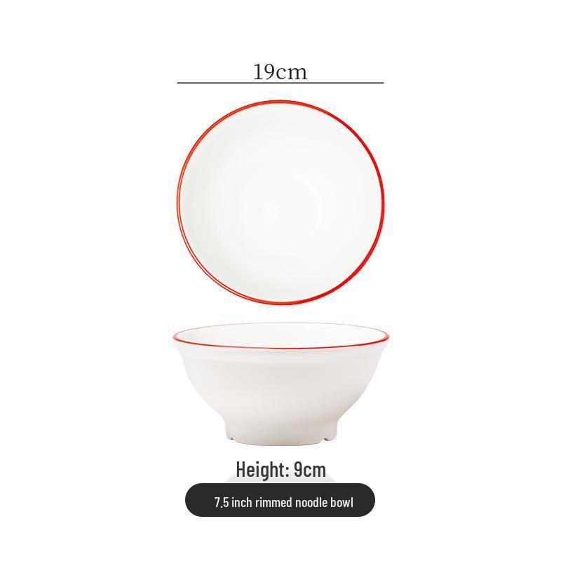 Retro Ceramic Bowl: Versatile Noodle, Soup & Stir-fry Dishware with Protective Rim