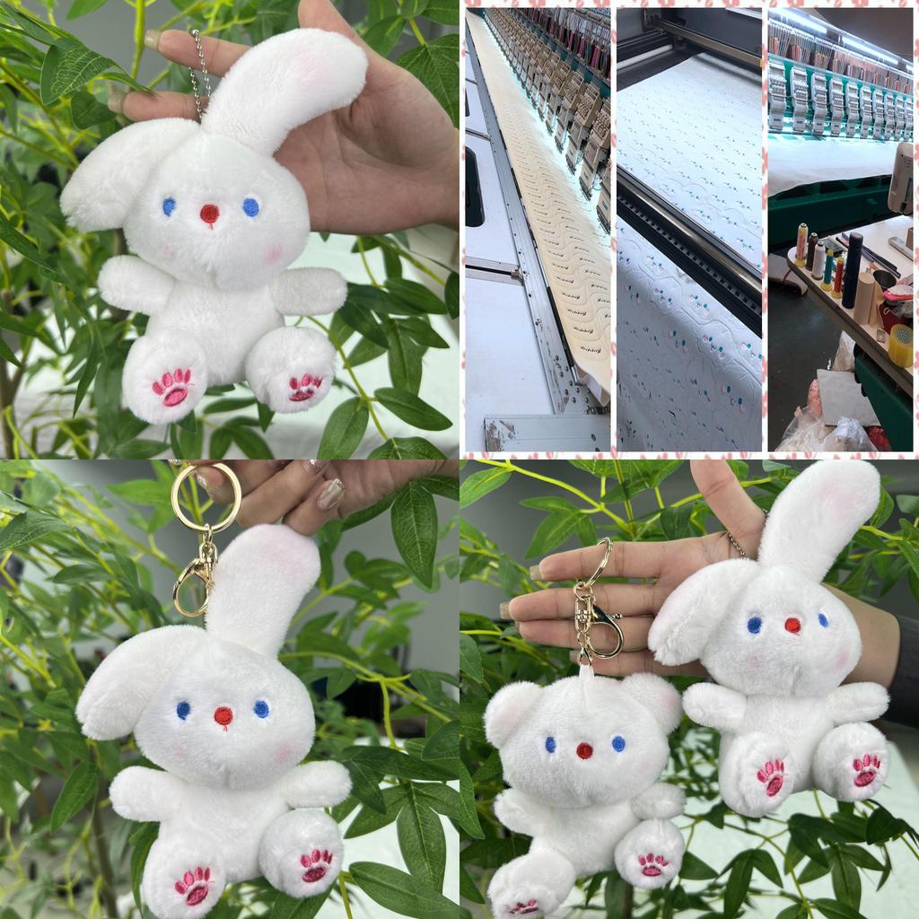 Adorable Plush Bunny And Bear Keychain Pendant With Soft Short Fur For Cute Accessories