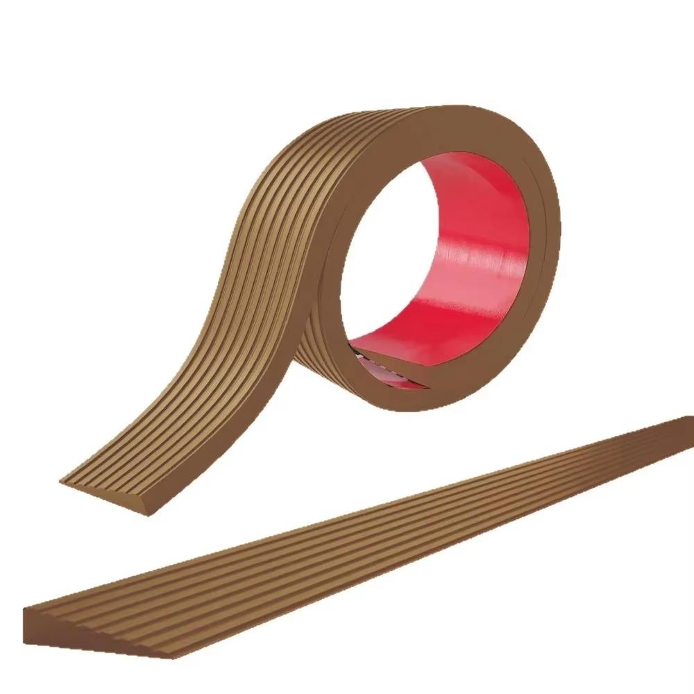 1PC 1m/39.37inch Doorway Threshold Ramp Self-adhesive PVC Rubber Ramp Wear-resistant Striped Stair Anti Slip Tape