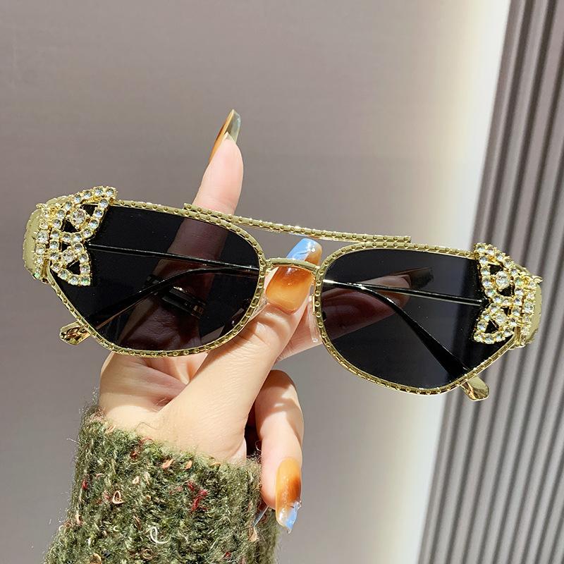 

JYL TS Square Sunglasses Unisex UV Protection Leopard Decor QZ807-98114 A-7866 антична латунь кольору