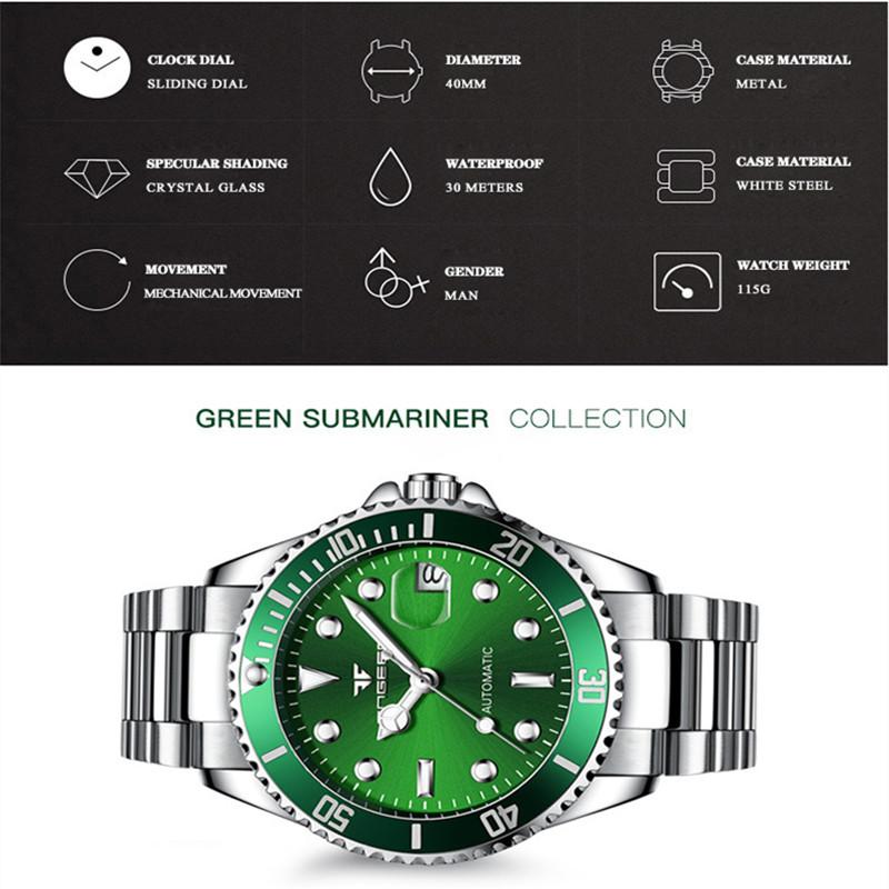 FNGEEN 9001 Luxury Brand Men's Watch Steel Tourbillon Frame Mechanical Watch Luminous Automatic Date Diamond Watch