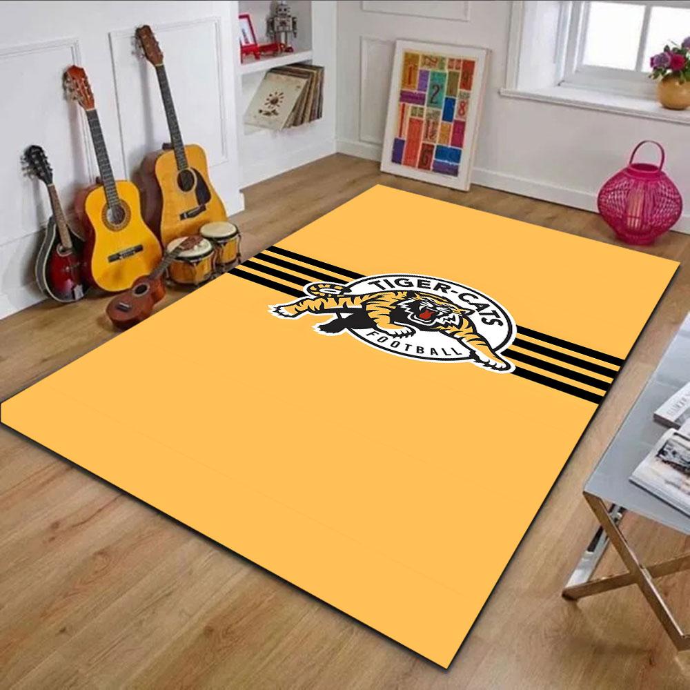 "Yellow Tiger-Cats Football Logo Design" Patterned carpet, non slip mat suitable for living room and bedroom sofas