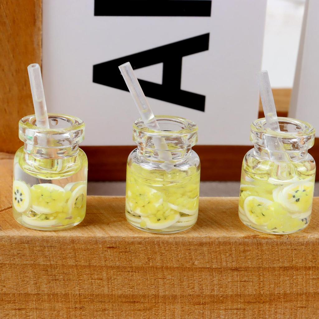 Ręcznie robione miniatury jedzenia i napojów do domku dla lalek: Ciasto, Sok, Talerze