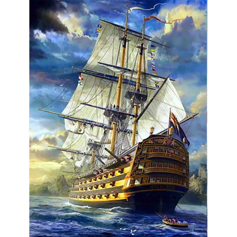 Full Round Square Diamond Painting Cross Stitch 5D DIY Diamond Embroidery Sea Scenery Rhinestone Pictures Home Decoration