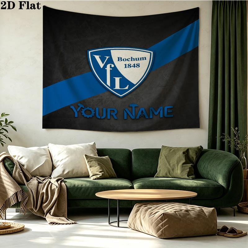 Custom Name VfL Bochum Printed Tapestry – Wall Hanging for Bedrooms, Dorms, and Home Decor