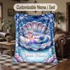 Mermaid Theme Throw Blanket Custom Name Text Personalized Blanket Soft Cozy Blanket for Home Sofa Bed