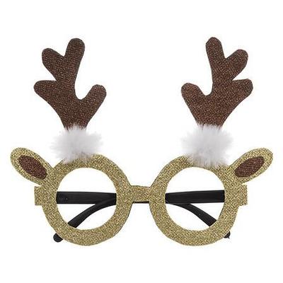 Christmas Glasses Reindeer Gold Lightweight Made Of Plastic