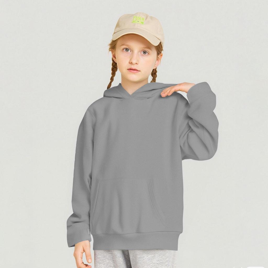 Kids Hooded Pullover Sweatshirt - Color Loose Fit Casual Top for Boys and Girls