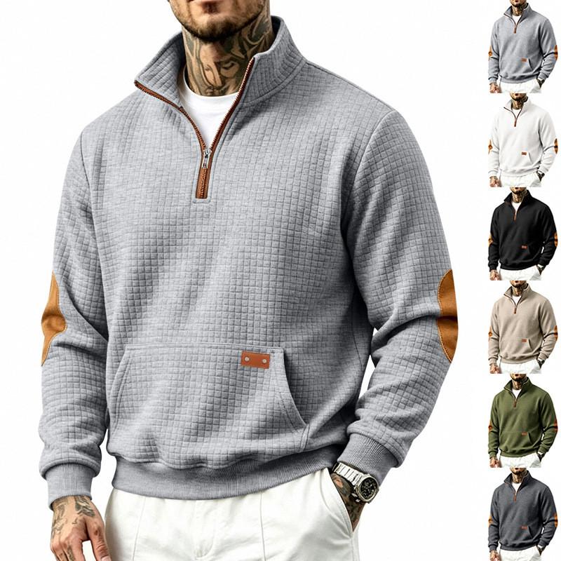 Herren Pullover mit Strickmuster und Stehkragen für Herbst Winter Outdoor