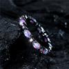 Purple Fire Opal Engagement Ring Cute Small Oval Stone Wedding Rings For Women Vintage Black Metal Band Jewelry Bridal Accessory