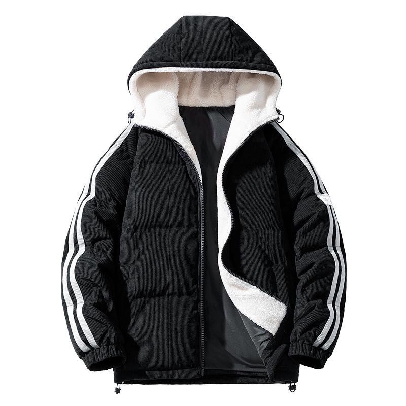 Men's 2025 American Style White Duck Down Striped Winter Jacket - New Style Plus Velvet Thickened Warm Casual Outerwear
