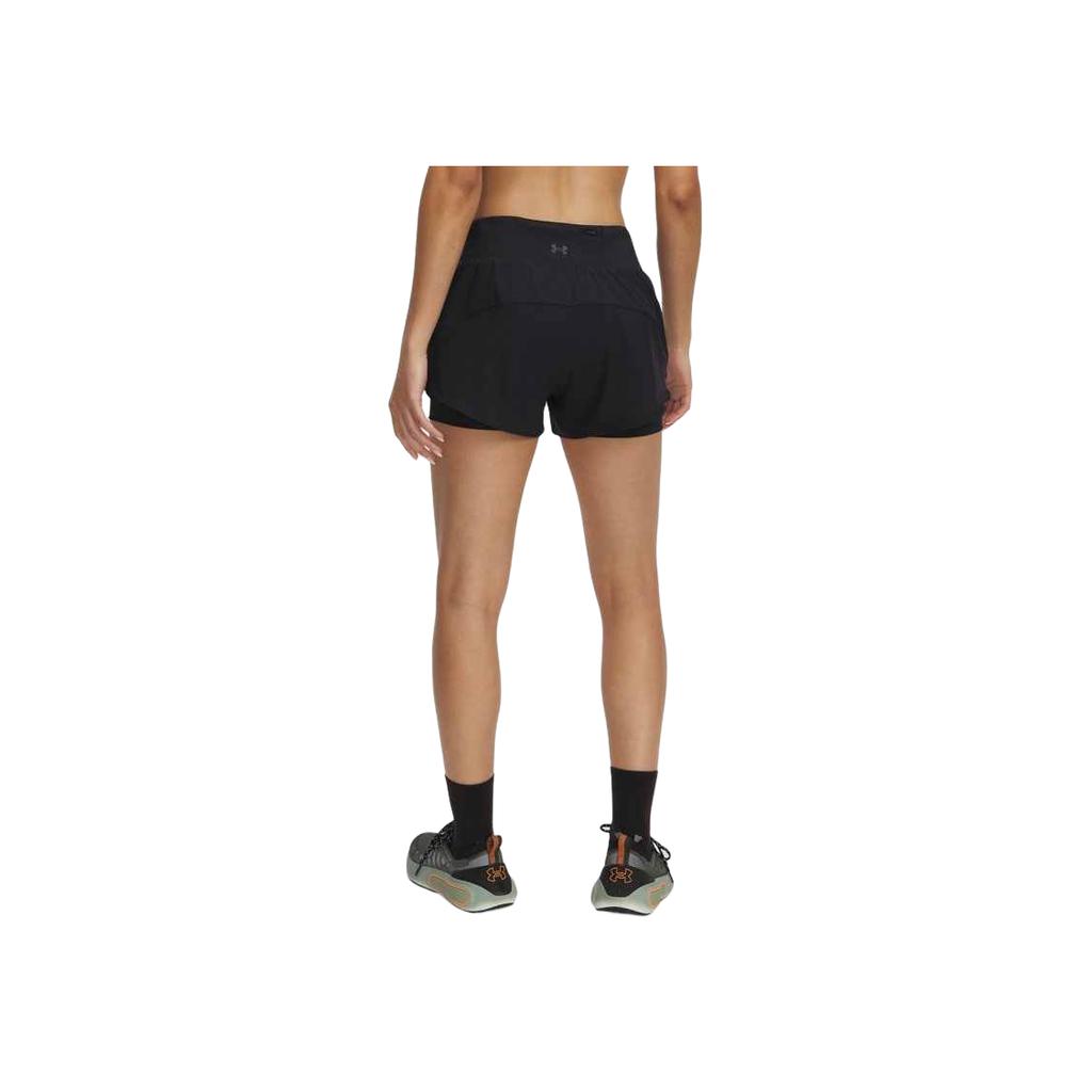 Under Armour Launch Heat Gear Womens Running Series UA Pro Two-In-One Durable Fashion Casual Sports Shorts Women Shorts Black 1389575-001