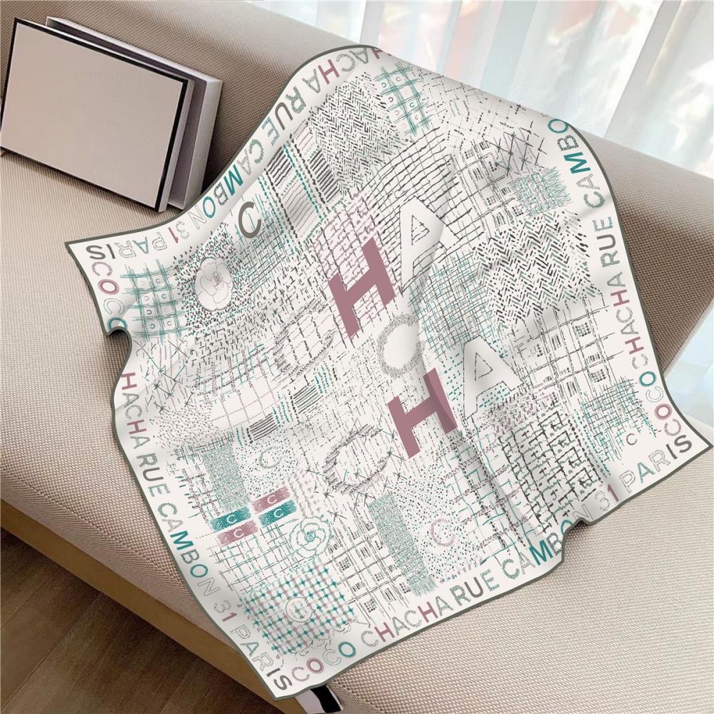 New Design Letters Flowers Printed Twill Silk Scarf Square Scarves Lady Wraps Kerchief Woman Neck Shawl Wraps Echarpes 90Cm