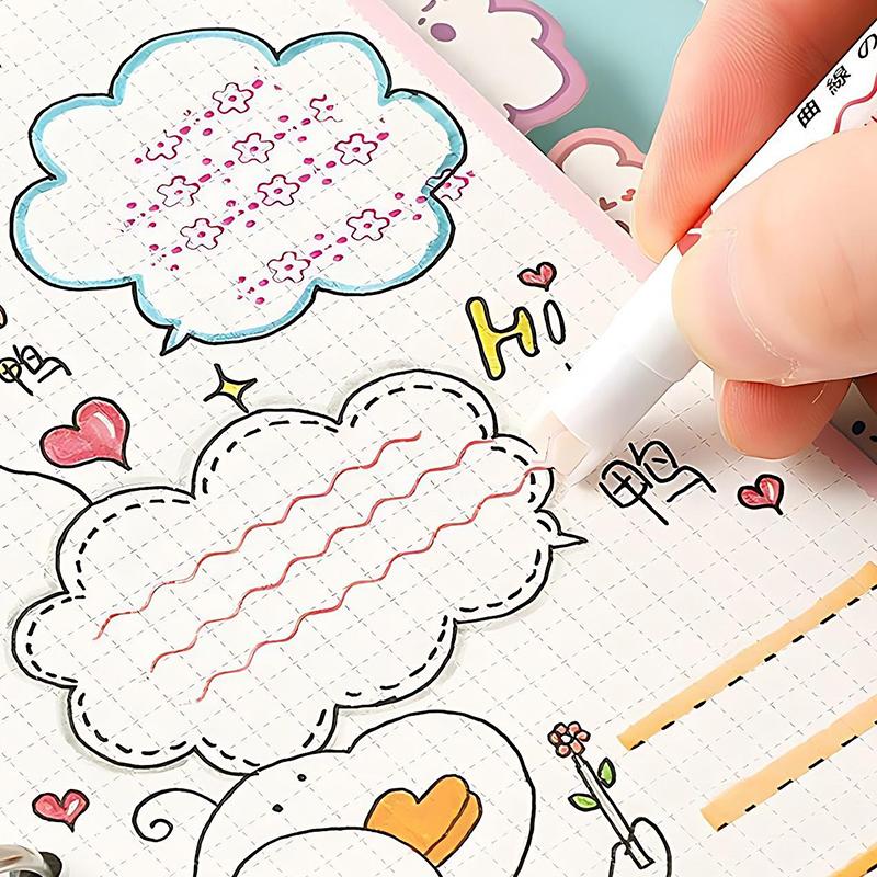3PCS/Set Colored Curve Pen Flower Shape Outline Roller Pen Decorative Prop for Diary Project Stationery School Office Supply ZYF