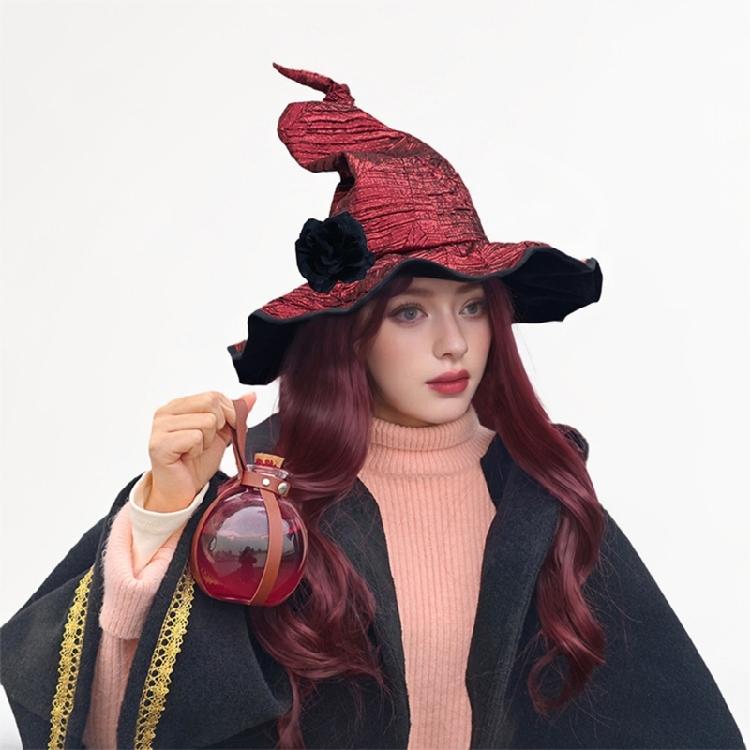 Cappello da Strega da Donna con Fiore da Polso per un Cosplay Comodo ed Elegante per la Celebrazione di Halloween e lo Spettacolo Teatrale
