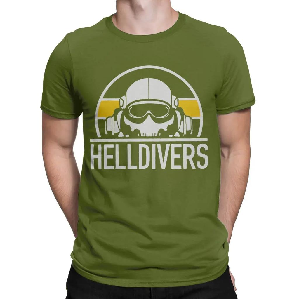 Helldivers Dive Harder Game Men T Shirt Leisure Tees Short Sleeve Round Neck T-Shirt Pure Cotton Gift Idea Clothes