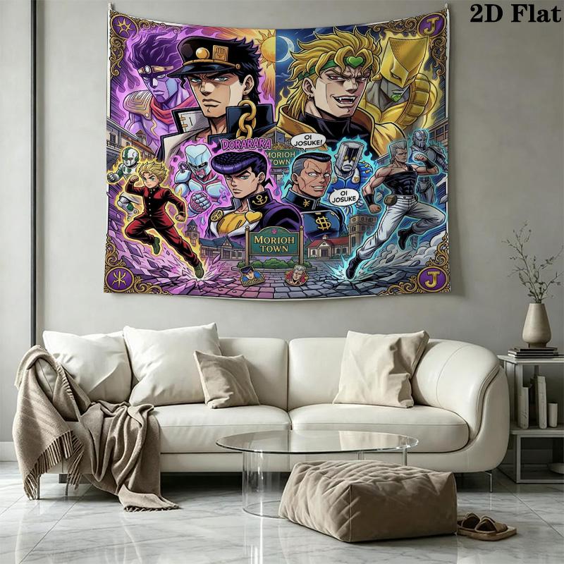 Jojos Bizarre Adventure Wall Tapestry Aesthetic Wall Hanging Printed Fabric Blanket Decorative Tapestries For Bedroom Living Room Home Decor