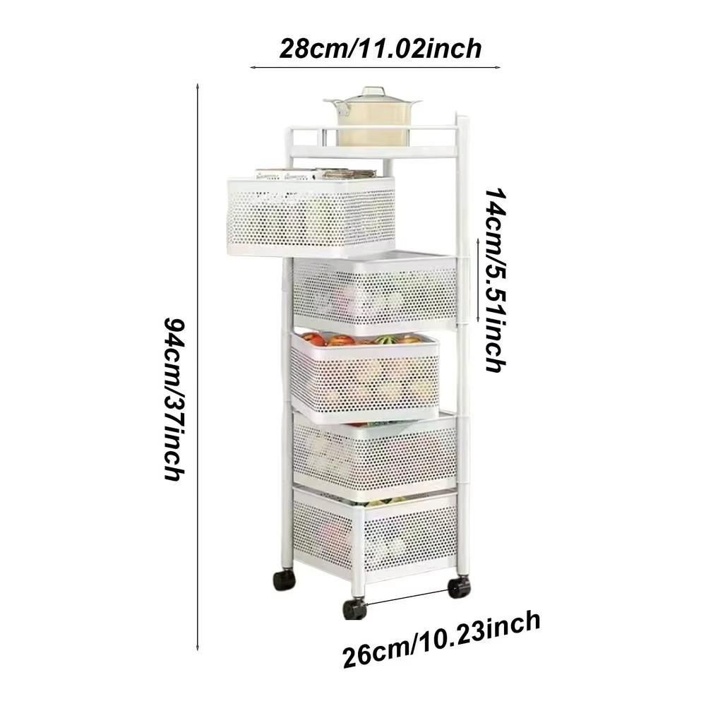 Multi-layer Kitchen Shelves Large Capacity Rotatable Shelf Durable Storage Trolley Living Room
