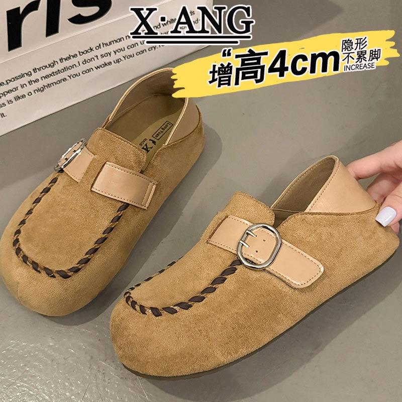 cm inner height increase women's shoes leather all-inclusive new autumn shoes women's one-pedal loafers