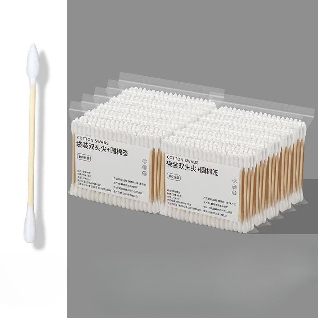 100pcs Disposable Dual-Head Cotton Swabs: Ear Cleaning & Makeup Application for Home Use