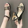 Damen Schuhe Zehenfrei Plateau Schwarze Sandalen für Damen Vintage Schick und Elegant Vip Original Täglich Rutschfest Heiß Lässig Designer