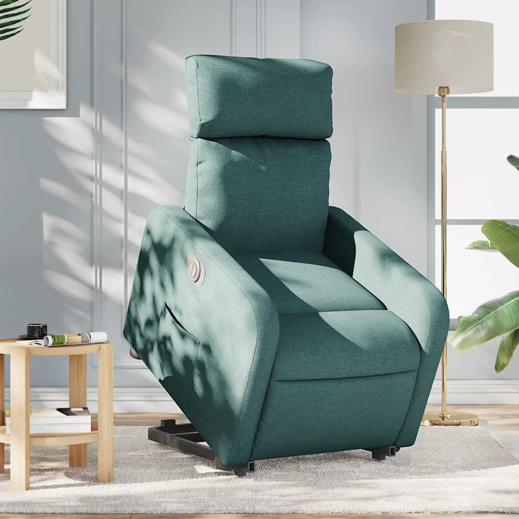 Recliner Chair with Lift Assist Electric Dark Green Fabric