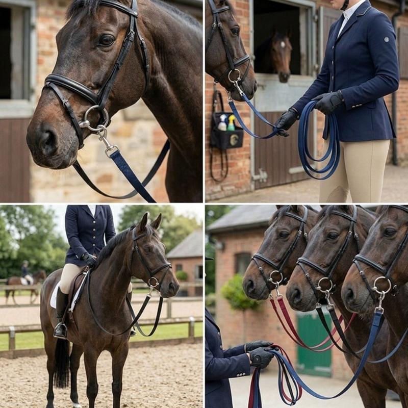 Horse Neck Stretcher Strap Set for Horse Schooling, Nylon Webbing with Metal Snap Clips, 250 cm Clip On Design for Neck Stretch Guidance, 2 Piece Set