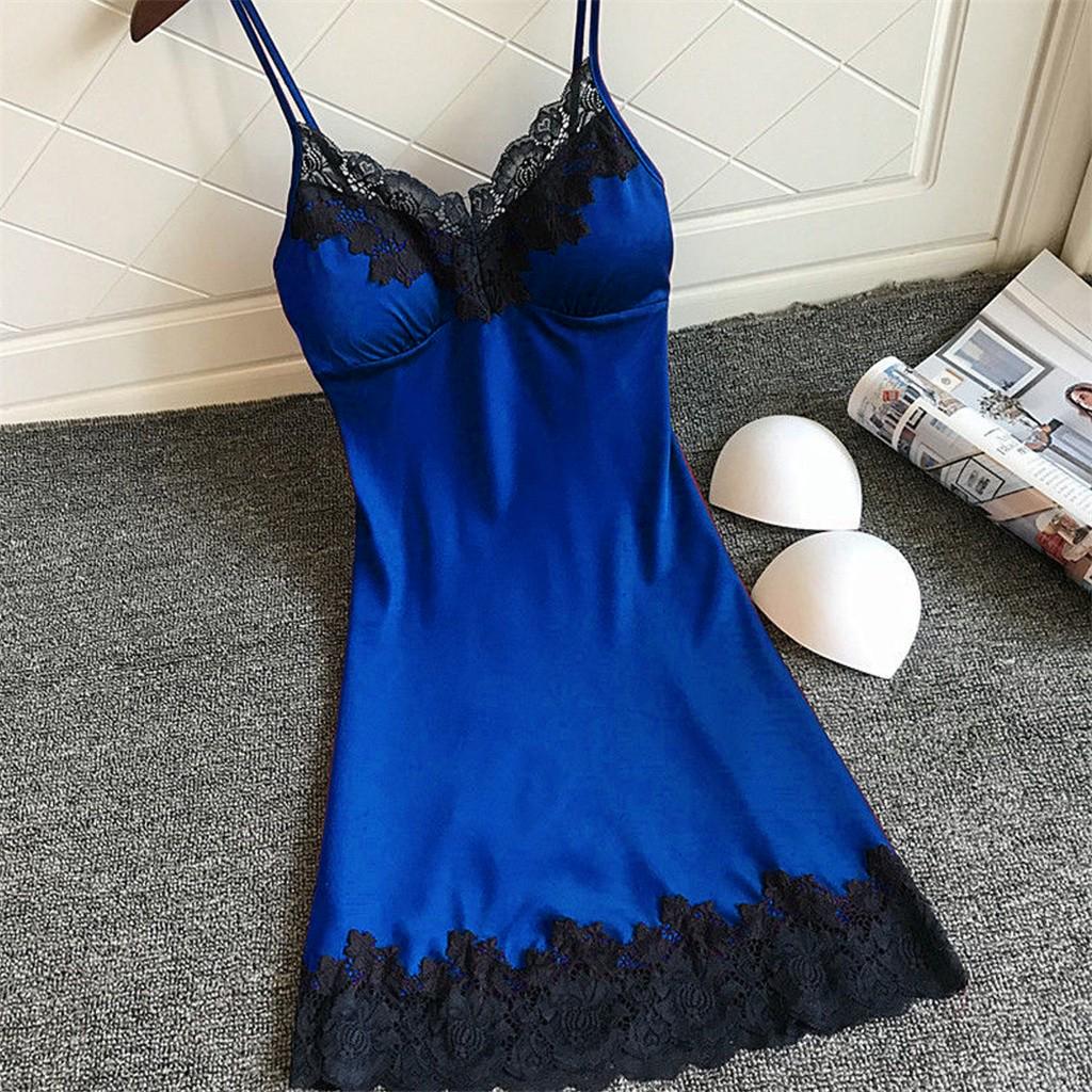 Satin Sleepwear Women Ladies Nightwear Nightdress Sexy Lingerie