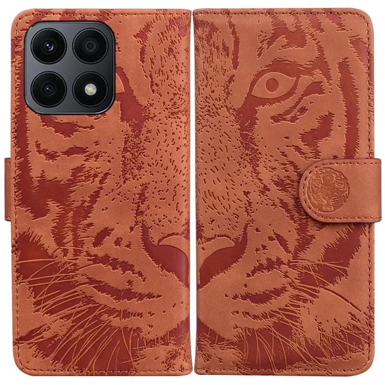 

For Honor X8a 4G Wallet Case Tiger Imprinted PU Leather Flip Folio Phone Cover with Stand