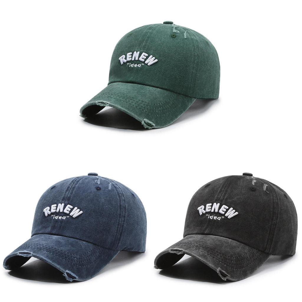 Vintage Cotton Baseball Cap With Embroidered Lettering Adjustable Sun Protection For Men Women