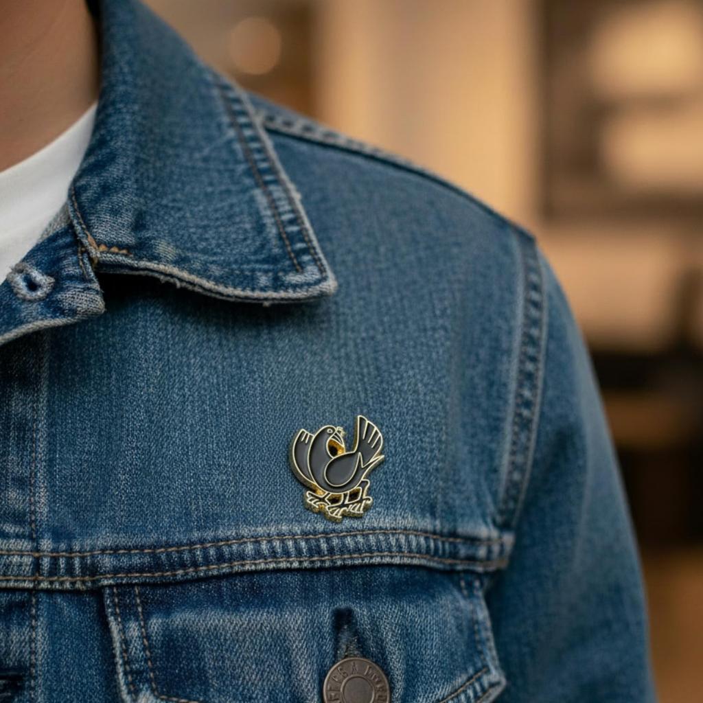 Don Flyee Yatagarasu Japanese Mythology Pin Badge Butterfly Clutch Alloy C0058