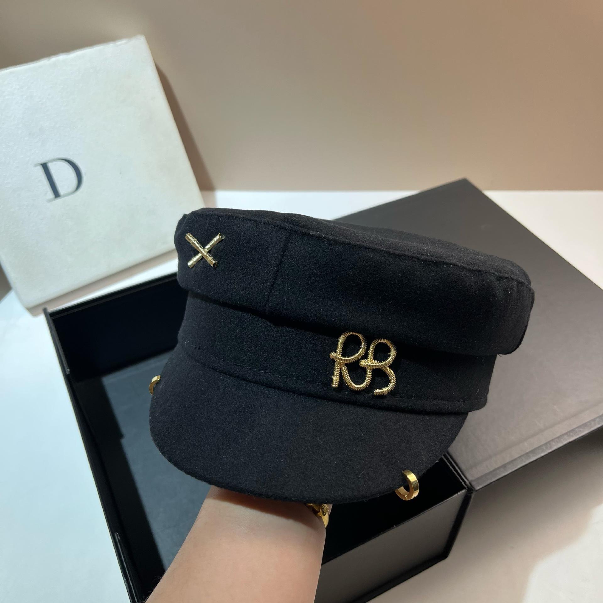 

RB Модная Металлическая Надпись Кепка для Мальчиков Осень Зима Шерстяная Смесь Черная Темно-синяя Шапка Американский Стиль Кепка-утка Дышащая Теплая Защита от Солнца Adjustable чёрный