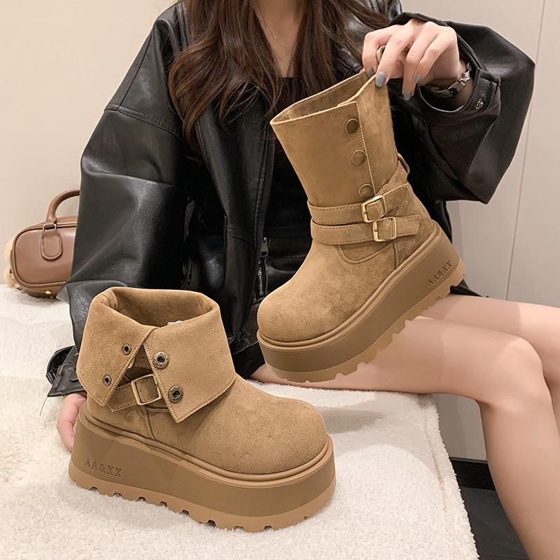 Thick-soled heightening short boots women's 2025 new autumn Internet celebrity explosion Martin boots small temperament two-wear boots