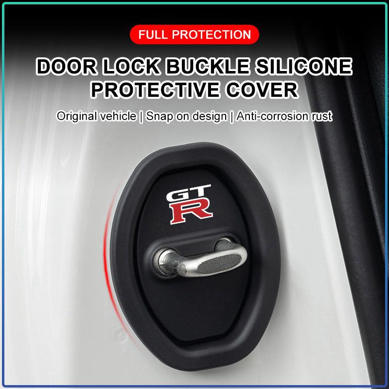4pcs Silicone Car Door Lock Buckle Protector Cover Accessories For Nissan Nismo Almera Tiida Juke Teana Qashqai 350Z 370Z GTR