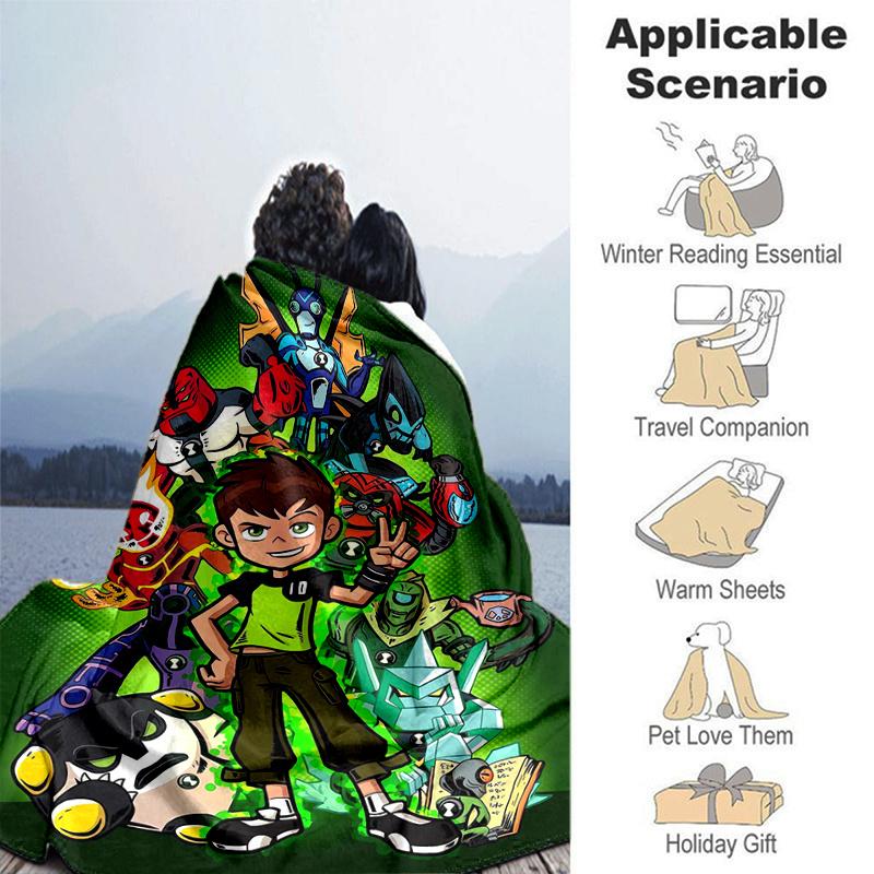 1pc Ben 10 Alien Force Home Decor Throw Blanket, Ultra Soft Coverlet for Couch, Bed .B101