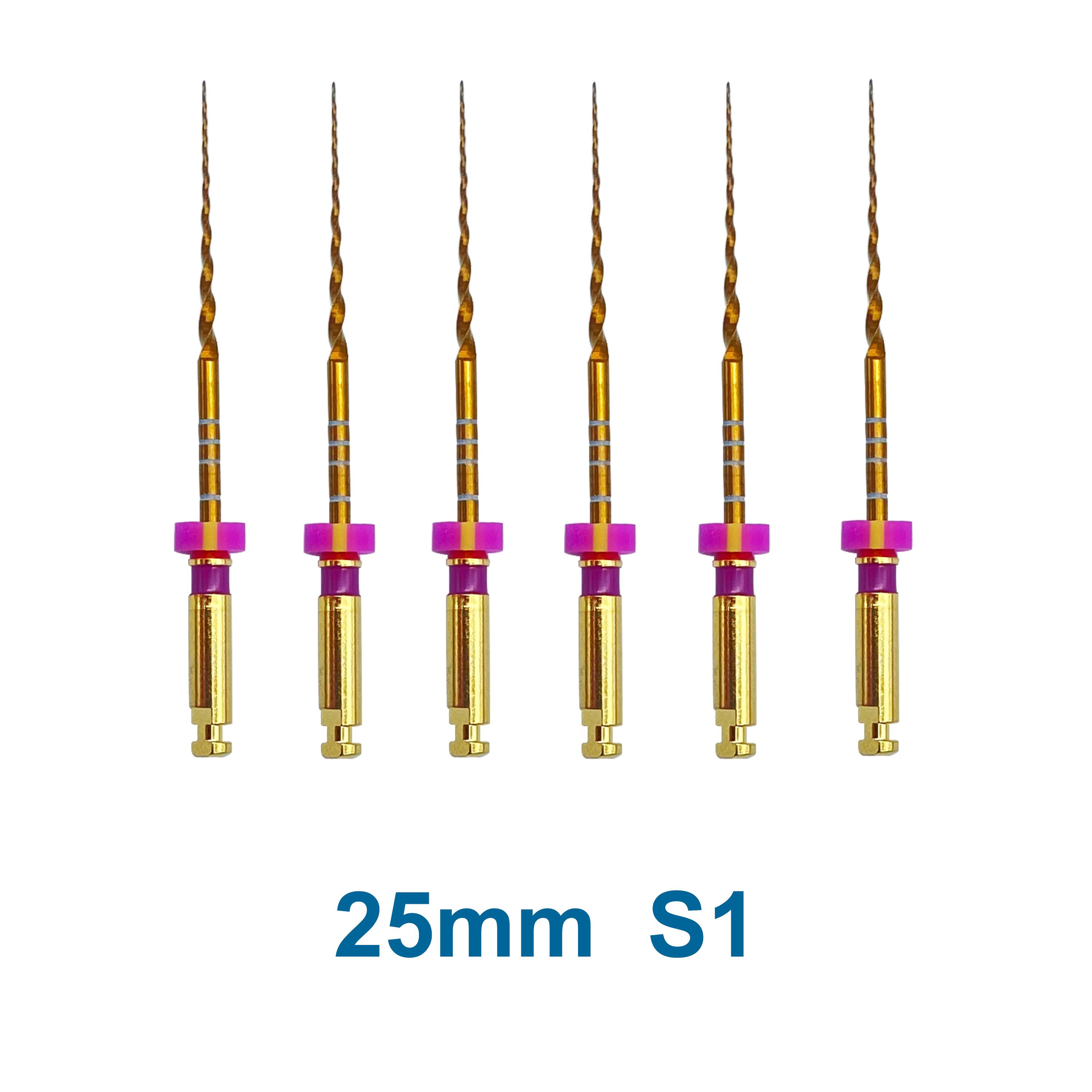 

6 шт. Золотые эндодонтические файлы 19 21 25 мм Гибкие вращающиеся корневые каналы Зубные Никель-Титан