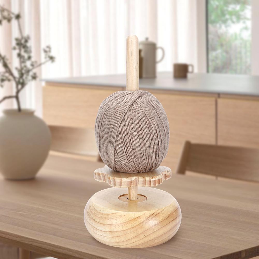 1pcs Wooden Yarn Winder Stand, Hand Weaving Winding Shaft Stand, Rotatable Yarn Spinding Tool, DIY Knitting Crochet Yarn Rack
