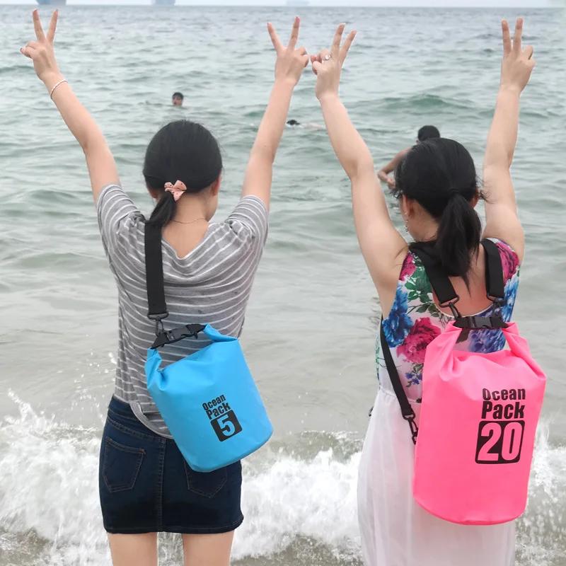 Pvc Outdoor Waterproof Storage Dry Bag 2L/5L/20L For Canoe Kayak Rafting Swimming Boating Fishing - Travel Kit Sack Backpack