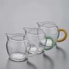 250ml Imitation Jade Handle Glass Tea Pitchers Fair Cup Tea Ceremony Tea Cup Chahai Kungfu Tea Set Accessories Coffee Pitcher
