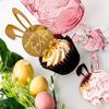6 Stück Cartoon-Hase Kuchenaufsätze Frohe Ostern Acryl Cupcake-Dekorationen Spiegeloberfläche Dessert-Dekorationen Kindergeburtstag