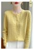 Women's Classic Cable Knit Cardigan: Old Money Style, Solid Color, Long Sleeve, Round Neck