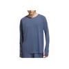 Adidas Solid Color Sports Casual Crew Neck Long Sleeve T-Shirt Unisex Tops Blue JY6987