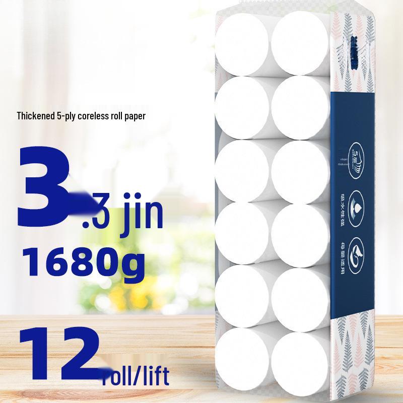 Economical Coreless Toilet Paper: Large, Thick, Multi-layer Roll for Household and Bathroom Use