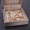 Elegant Girl Love Jewelry Set Stainless Steel Earring Ring Necklaces For Women Accessories Adjustable Ring Hoops Dangle Earring