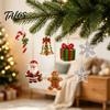 Christmas Tree Hanging Decorations Sea Glass Advent Calendar, 24-Day Acrylic 2D Ornament Set Reusable Holiday Ornaments with Santa Gingerbread
