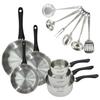 Induction Cookware Set - FACKELMANN - Geneva - Stainless Steel 18/8 - 12 Pieces - 3 Frying Pans, 3 Saucepans and 6 Utensils