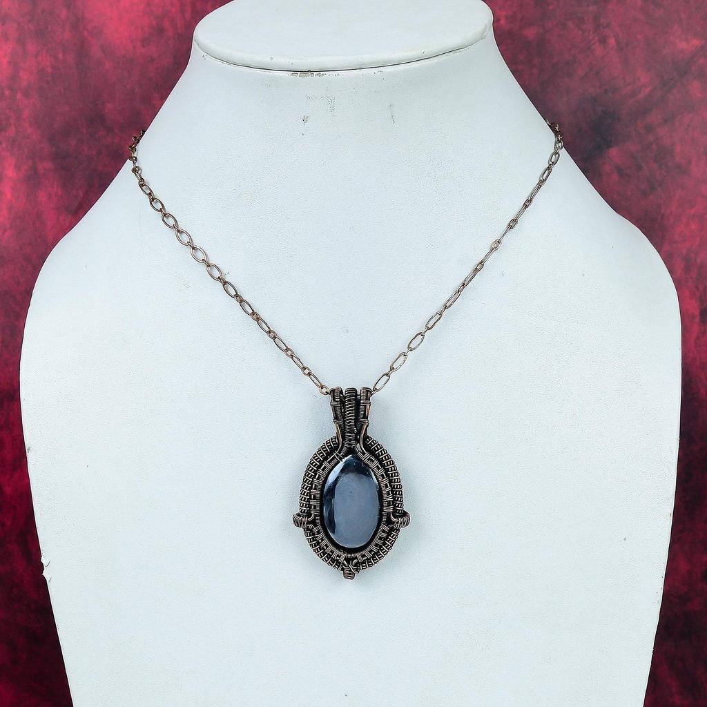 Shungite Gemstone Pendant Copper Wire Wrapped Handmade Jewelry Engagement Gifts
