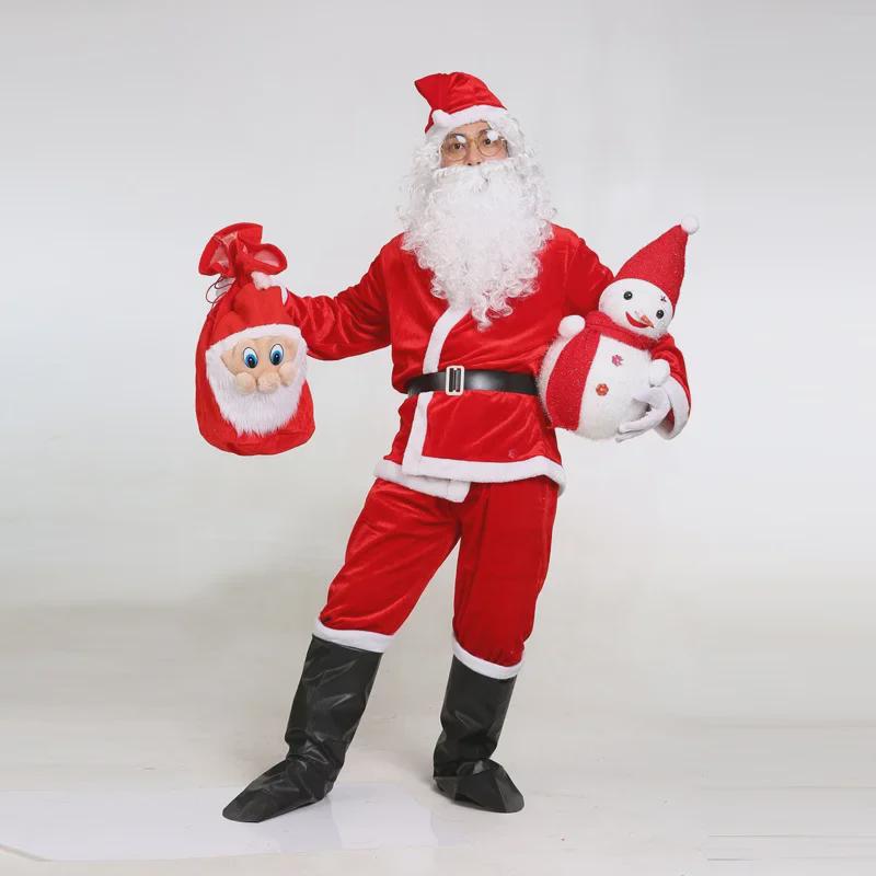 Gold Velvet Adult Santa Claus Christmas Costume - Thickened Holiday Dress