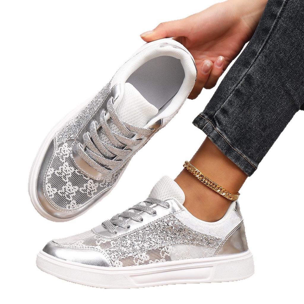 Lace Up Breathable Flat Sport Shoes for Women Lightweight Casual Sneakers with Hollow Out Design and Comfortable Sole for Daily Wear